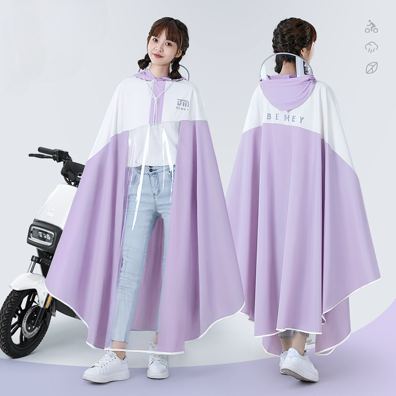 Cycling Rain Jacket Commute - Drinkbare fietsregenjas Modieuze transparante regenjas met