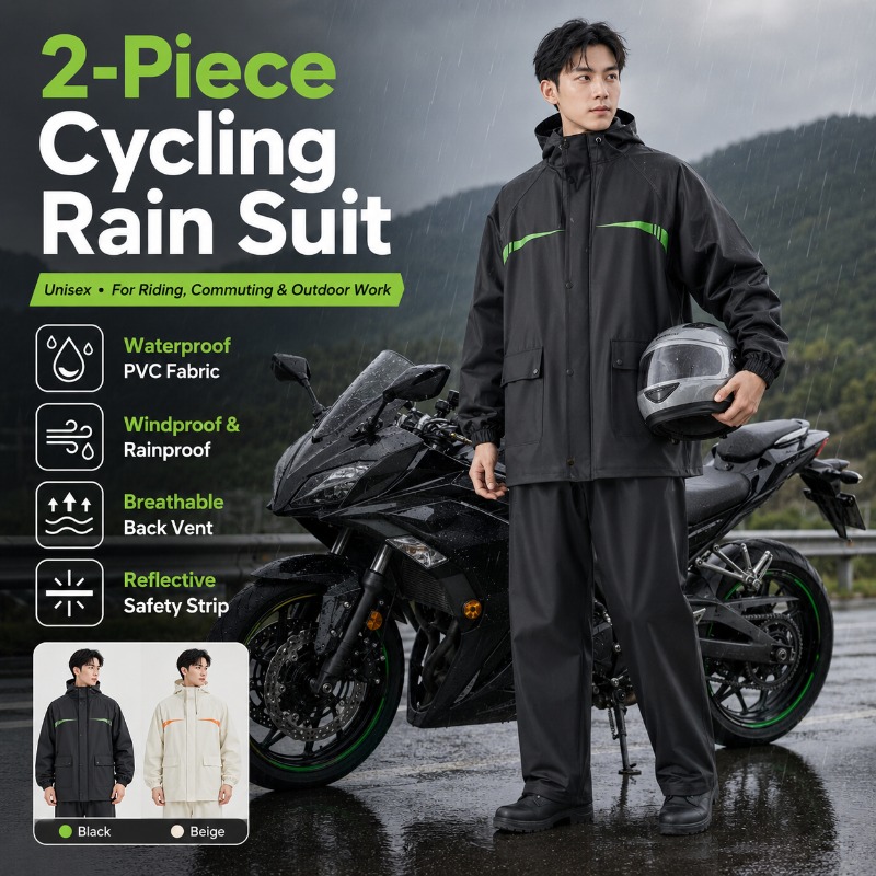 Cycling Rain Jacket Commute - Unisex 2-delige waterdichte fietsregenpak – jas