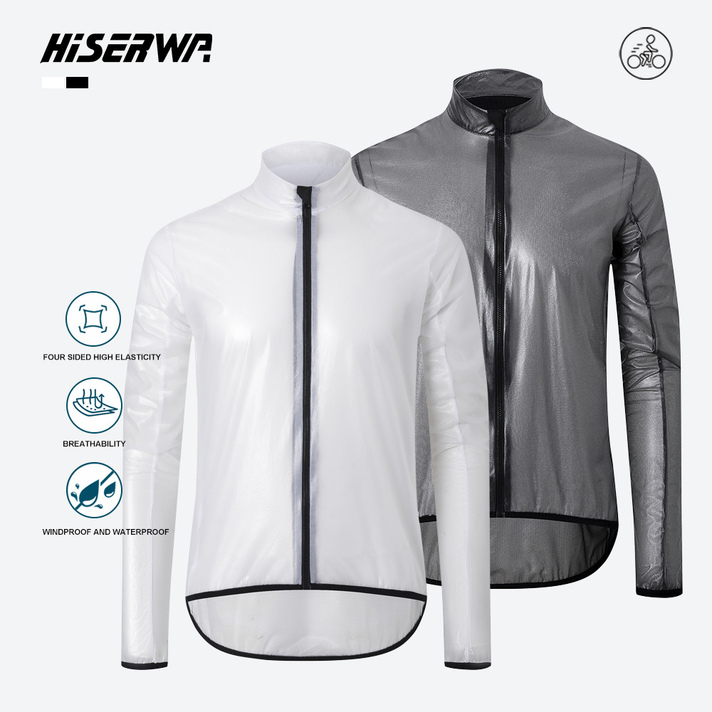 Cycling Rain Jacket Commute - Hiserwa Ultralichte fietsregenjas Waterdicht Winddicht Reflecterend
