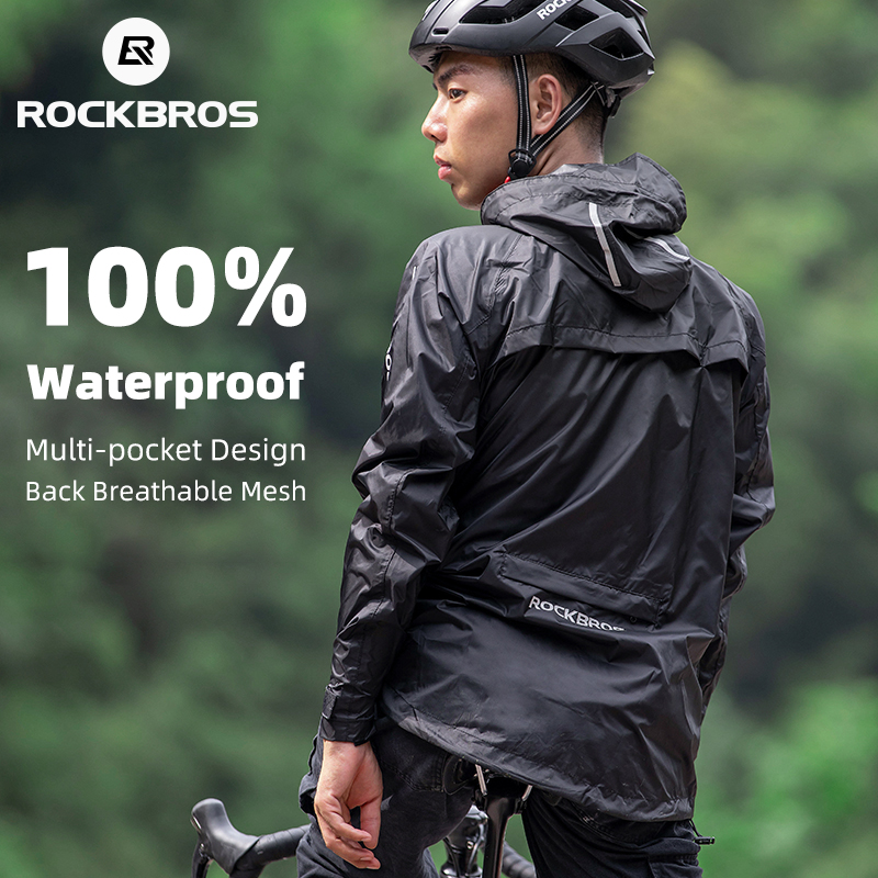 Cycling Rain Jacket Commute - ROCKBROS Waterdichte fietsregenjas Heren Ademend Winddicht